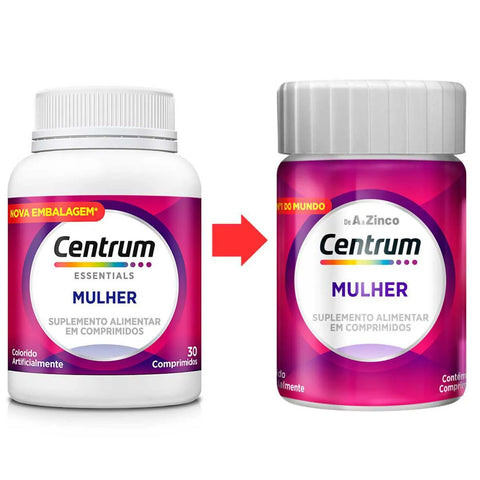 Polivitamínico Centrum Essentials Mulher de A-Zinco 30 Unidades - Comprimido