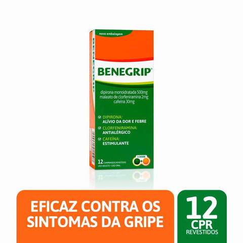 Benegrip 500mg + 30mg + 2mg - 12 Unidades - Comprimido