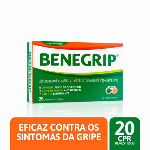 Benegrip 500mg + 30mg + 2mg - 20 Unidades - Comprimido