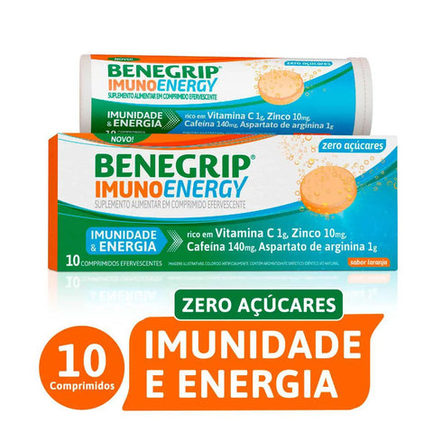 Benegrip Imuno Energy 1g + 10mg + 140mg + 1g - 10 Unidades - Efervescente