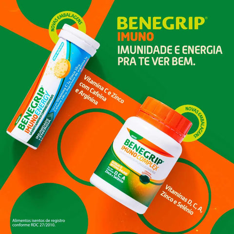 Benegrip Imuno Energy 1g + 10mg + 140mg + 1g - 10 Unidades - Efervescente