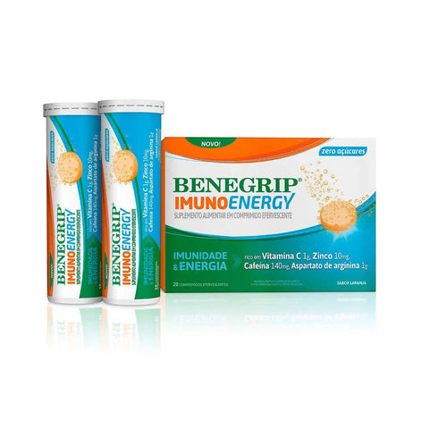 Benegrip Imuno Energy 1g + 10mg + 140mg + 1g - 20 Unidades - Efervescente