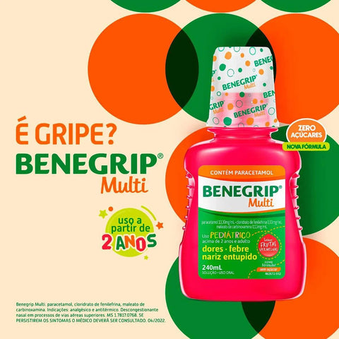Benegrip Multi 13,30mg/mL + 0,33mg/mL + 0,13mg/mL - 240 mL - Solução