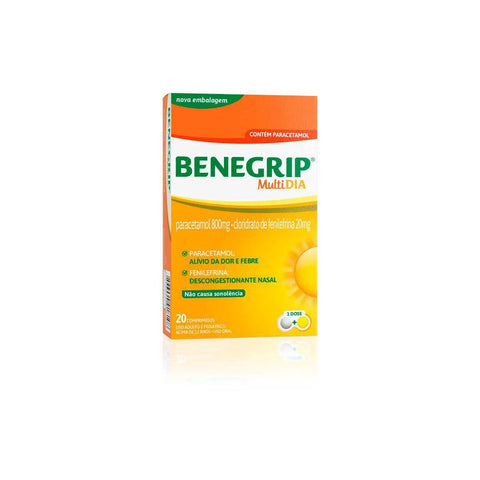 Benegrip Multi Dia 800mg + 20mg - 12 Unidades - Comprimido