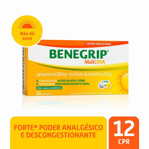 Benegrip Multi Dia 800mg + 20mg - 12 Unidades - Comprimido