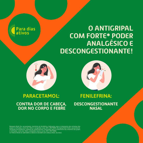 Benegrip Multi Dia 800mg + 20mg - 12 Unidades - Comprimido