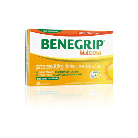 Benegrip Multi Dia 800mg + 20mg - 20 Unidades - Comprimido