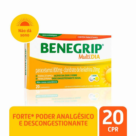 Benegrip Multi Dia 800mg + 20mg - 20 Unidades - Comprimido