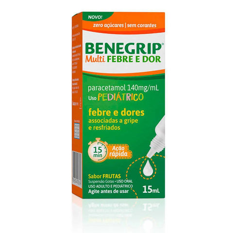 Benegrip Multi Febre e Dor 140mg/mL - 15 mL - Suspensão