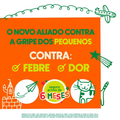 Benegrip Multi Febre e Dor 140mg/mL - 15 mL - Suspensão