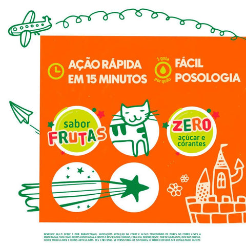 Benegrip Multi Febre e Dor 140mg/mL - 15 mL - Suspensão