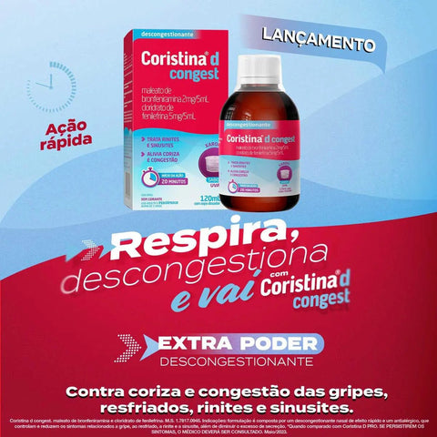 Coristina D Congest 2mg/5mL + 5mg/5mL - 120 mL - Xarope