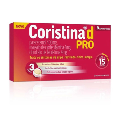 Coristina D Pro 400mg + 4mg + 4mg - 8 Unidades - Comprimido