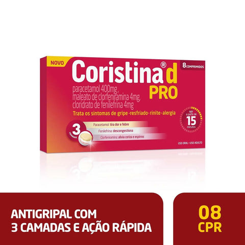 Coristina D Pro 400mg + 4mg + 4mg - 8 Unidades - Comprimido
