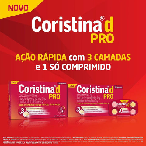Coristina D Pro 400mg + 4mg + 4mg - 8 Unidades - Comprimido