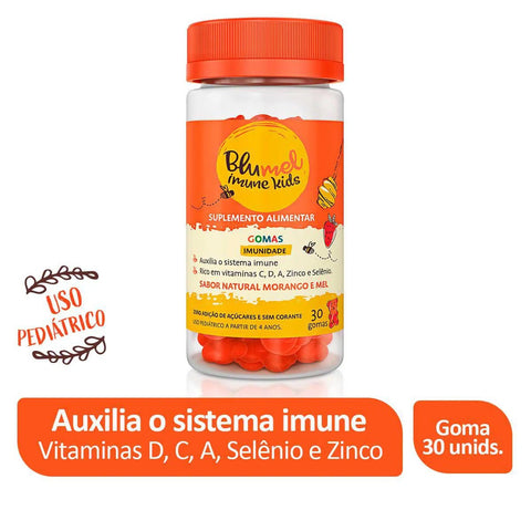 Polivitamínico Blumel Imune Kids 30 Unidades - Goma - Sabor Morango e Mel