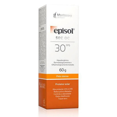 Protetor Solar Facial Episol Sec OC Sem Cor - FPS 30 - 60 g