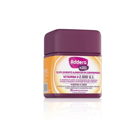 Suplemento Alimentar Addera + Cabelo e Unhas 2000UI - 30 Unidades - Comprimido