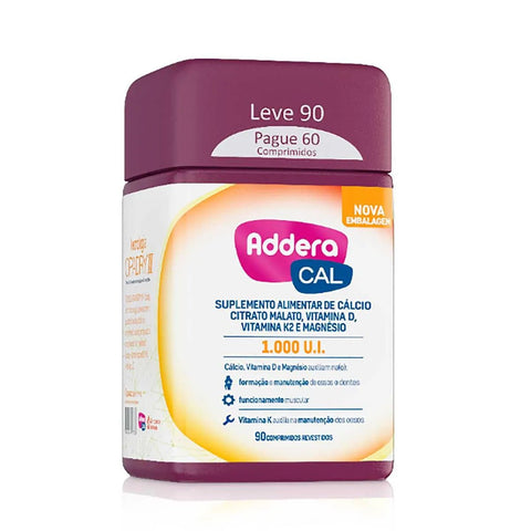 Suplemento Alimentar Addera Cal 1000UI - 90 Unidades - Comprimido