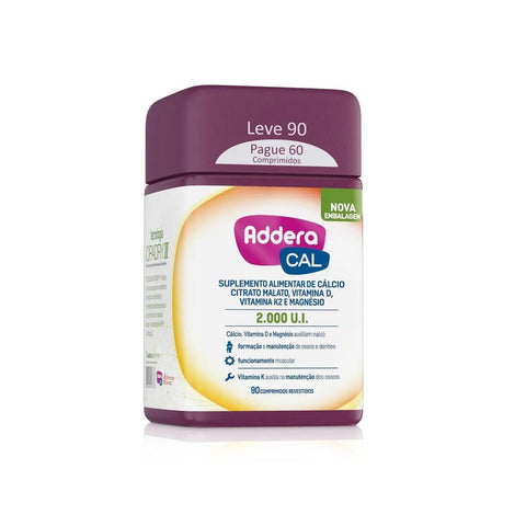 Suplemento Alimentar Addera Cal 2000UI - 90 Unidades - Comprimido