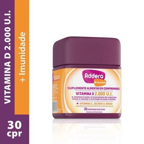 Suplemento Alimentar Addera + Imunidade 2000UI - 30 Unidades - Comprimido