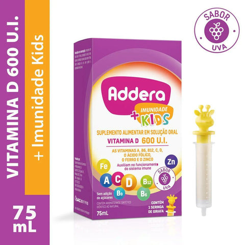 Suplemento Alimentar Addera + Imunidade Kids  600UI - 75 mL - Solução