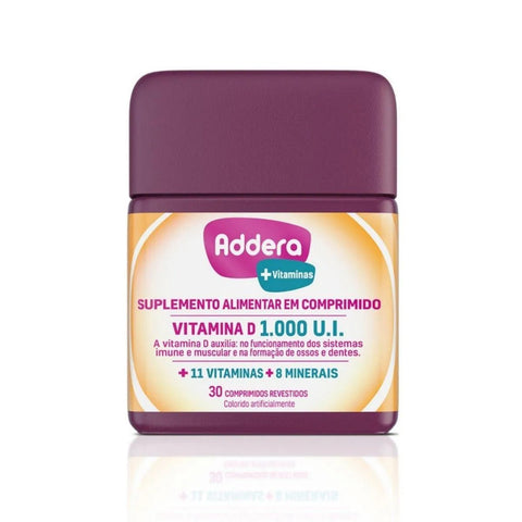 Suplemento Alimentar Addera + Vitaminas 1000UI - 30 Unidades - Comprimido