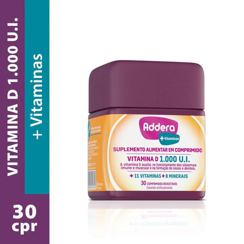 Suplemento Alimentar Addera + Vitaminas 1000UI - 30 Unidades - Comprimido