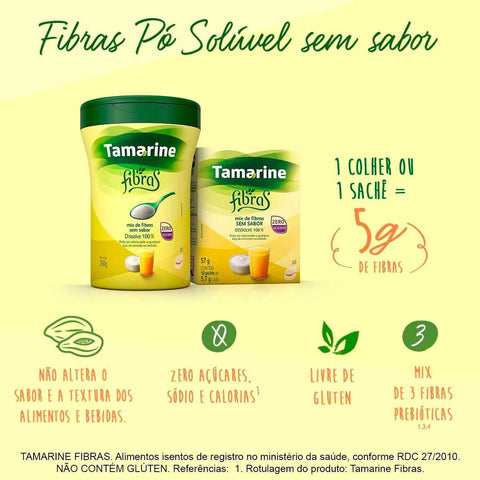 Tamarine Fibras  10 Unidades - Sachê - Sabor Sem Sabor