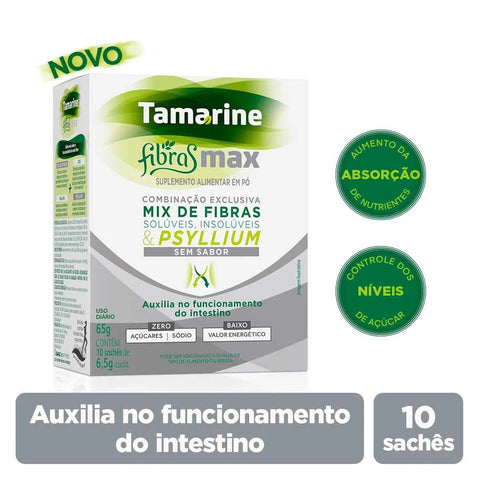 Tamarine Fibras Max  10 Unidades - Sachê - Sabor Sem Sabor