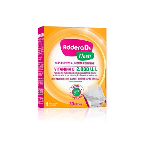 Vitamina D Addera D3 Flash Hortelã - 30 Unidades - Sachê