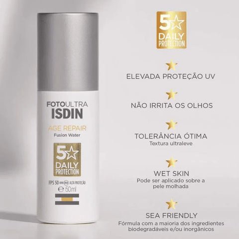 Protetor Solar Facial ISDIN Foto Ultra Age Repair Fusion Water FPS 50 - 50 mL