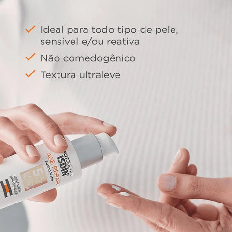 Protetor Solar Facial ISDIN Foto Ultra Age Repair Fusion Water FPS 50 - 50 mL