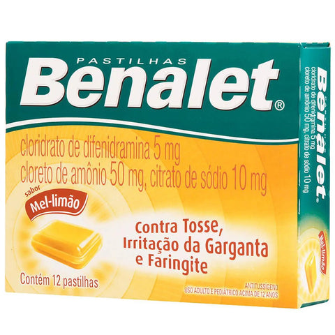 Benalet 12 Unidades - Sabor Mel e Limão - Pastilha