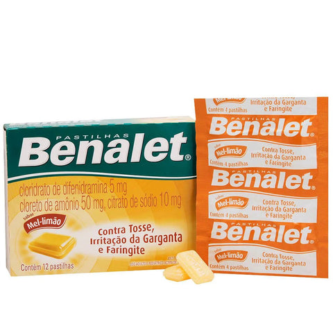 Benalet 12 Unidades - Sabor Mel e Limão - Pastilha