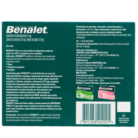 Benalet 12 Unidades - Sabor Mel e Limão - Pastilha