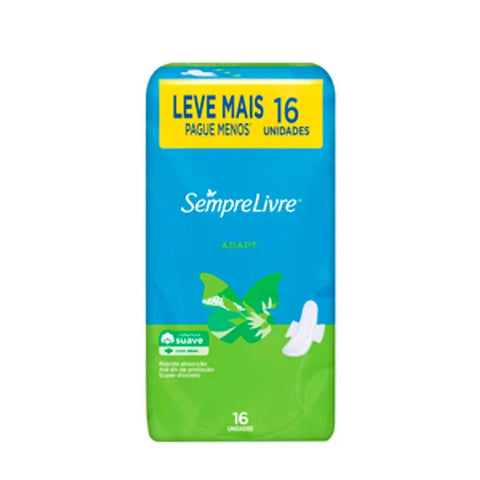 Absorvente Sempre Livre Adapt Com Abas - Cobertura Suave - 16 Unidades