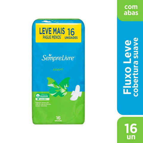 Absorvente Sempre Livre Adapt Com Abas - Cobertura Suave - 16 Unidades