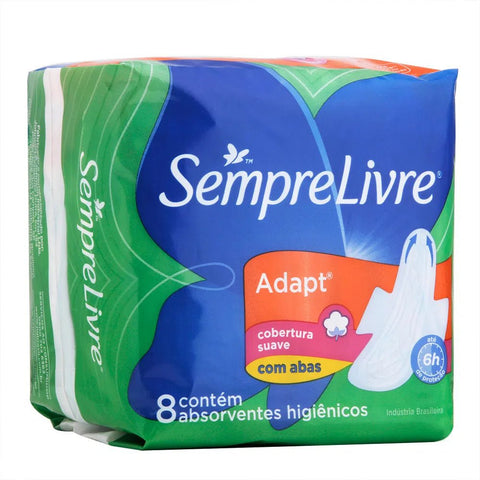 Absorvente Sempre Livre Adapt  Com Abas - Cobertura Suave - 8 Unidades