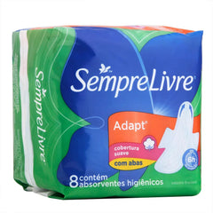 Absorvente Sempre Livre Adapt  Com Abas - Cobertura Suave - 8 Unidades