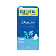 Absorvente Sempre Livre Adapt Plus  Com Abas - Cobertura Suave - 16 Unidades