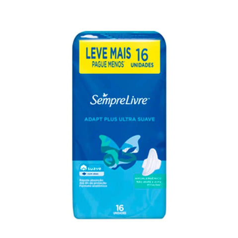 Absorvente Sempre Livre Adapt Plus Com Abas - Cobertura Suave - 16 Unidades