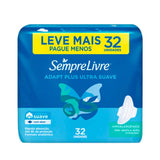 Absorvente Sempre Livre Adapt Plus  Com Abas - Cobertura Suave - 32 Unidades