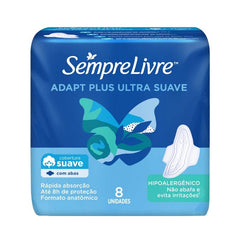 Absorvente Sempre Livre Adapt Plus  Com Abas - Cobertura Suave - 8 Unidades