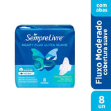 Absorvente Sempre Livre Adapt Plus  Com Abas - Cobertura Suave - 8 Unidades