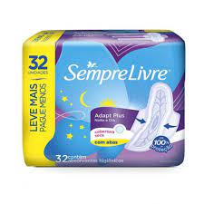 Absorvente Sempre Livre Adapt Plus Noite e Dia  Com Abas - Cobertura Seca - 32 Unidades