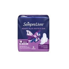 Absorvente Sempre Livre Adapt Plus Noite e Dia  Com Abas - Cobertura Seca - 8 Unidades