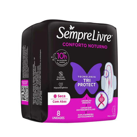 Absorvente Sempre Livre Adapt Plus Noite e Dia  Com Abas - Cobertura Seca - 8 Unidades
