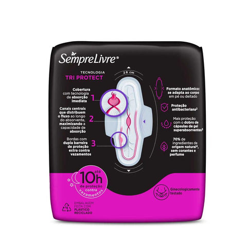 Absorvente Sempre Livre Adapt Plus Noite e Dia  Com Abas - Cobertura Seca - 8 Unidades