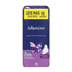 Absorvente Sempre Livre Adapt Plus Noite e Dia  Com Abas - Cobertura Suave - 16 Unidades